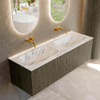 Mondiaz KURVE-DLUX Ensemble de meuble de salle de bains - 140x46x40cm - 2 tiroirs - vasque solid surface - double - sans trou de robinet - Shadow SW1414595