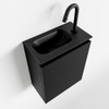 MONDIAZ TURE Kit lave-mains - 40x23x50cm - 1 trou de robinet - 1 porte - urban mat - Lavabo à gauche - Solid Surface Noir SW475247