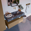 MONDIAZ ALAN - DLUX Ensemble de meubles de salle de bains - 100cm - meuble bas - Oro - 1 tiroir - lavabo suspendu - vasque à droite - 0 trous de robinet - Lava SW808684