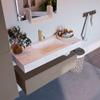 Mondiaz ALAN-DLUX Ensemble de meuble - 110cm - meuble Smoke mat - 1 tiroir - Lavabo Cloud Ostra suspendu - vasque Centre - 1 trou de robinet SW807388