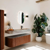MONDIAZ THOR-DLUX 140cm meuble de salle de bains arrondi gauche + droite couleur Ruby avec 1 tiroir et 2 portes. Vasque suspendue CLOUD Droite 1 trou de robinet couleur Oza. SW1464297