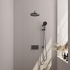 BRAUER Stripe Douche de pluie encastrée thermostatique - boutons-poussoirs - SET 35 - pomme de douche 25 cm - bras mural courbé - douchette 3 jets - flexible de douche - barre de douche intégrée - gunmetal brossé PVD SW1435259