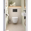 Pack WC QeramiQ Dely Swirl Compact - réservoir encastrable Geberit UP320 - avec bâti-support Burda - abattant 25 mm - plaque de commande en plastique anthracite mat - boutons rectangulaires - blanc brillant SW1592337