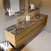 Mondiaz VICA-DLUX ensemble de meuble de salle de bain - 200cm - meuble sous-vasque oro - 4 tiroirs - lavabo encastrée cloud double - 2 trous de robinet - version haute de 60cm - lave SW1086901