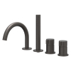 IVY Tribe Ensemble de robinetterie de bord de baignoire - 4 trous - mitigeur - bec pivotant - douchette extractible - inox 316 - noir carbone brossé PVD SW1031125