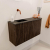 Mondiaz JOYA-DLUX 81.6cm toiletmeubel - ronding rechts kleur Walnut - Wastafel FAYE positie Links Zonder kraangat kleur Lava. SW1422473