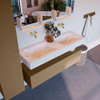 Mondiaz ALAN-DLUX Ensemble de meuble - 130cm - meuble Oro mat - 1 tiroir - Lavabo Cloud Opalo suspendu - vasque Gauche et droite - 0 trous de robinet SW806872