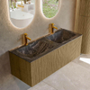 Mondiaz KURVE-DLUX Ensemble de meuble salle de bain - 120x46x40cm - 1 tiroir - lavabo en solid surface - double - 2 trous de robinet - Dusk SW1415543