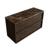 Saniclass Holz Frame Badkamermeubelset - 120x45x63cm - Noche natuurstenen topblad dark emperador - zonder kraangat - 2 lades - mat eiken charcoal (hout) SW1579878