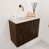 Mondiaz JOYA-DLUX 50cm toiletmeubel - kleur Walnut - Wastafel FAYE positie Links Zonder kraangat kleur Ostra. SW1422562