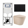 QeramiQ Dely Pack WC - 36,3x51,7cm - à fond creux - sans bride - réservoir encastré Geberit UP320 - abattant WC softclose 35 mm - plaque de commande en plastique noir mat - boutons rectangulaires - beige mat SW1236516
