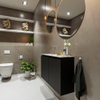MONDIAZ TURE Toiletmeubel 80x23x50cm met 0 kraangaten 2 deuren urban mat Wastafel Eden links Solid Surface Wit SW474904