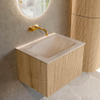 MONDIAZ KURVE-DLUX Meuble de salle de bains 60cm couleur Chêne avec 1 tiroir et 0 porte. Lavabo CLOUD Centre sans trou de robinet Meli. SW1431579