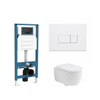 QeramiQ Dely Swirl Ensemble de toilette - réservoir encastré Qeramiq Flush - abattant 35mm - plaque de commande blanche brillante en plastique - boutons rectangulaires - blanc mat SW1578412