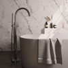 BRAUER Stripe Mitigeur de baignoire sur pied - SET 01 - douchette à main barre - flexible de douche - finition PVD brossée couleur inox SW1435035