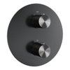 BRAUER Stripe 3-weg Inbouwthermostaat - rond - inclusief inbouwdeel - geborsteld gunmetal PVD SW1434980