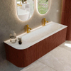 Mondiaz KURVE-DLUX Ensemble de meuble de salle de bains - 145x46x40cm - 1 tiroir - 1 porte - vasque solid surface - droite - 2 trous de robinet - Ruby SW1415770