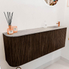 Mondiaz JOYA-DLUX 111.6cm toiletmeubel - ronding links kleur Walnut - Wastafel FAYE positie Rechts 1 kraangat kleur Glace. SW1422405