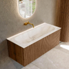 MONDIAZ KURVE-DLUX 110cm Meuble salle de bain - couleur Walnut - 1 tiroir - vasque BIG MEDIUM centre - sans trou de robinet - couleur Frappe SW1137472