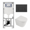 QeramiQ Dely Toiletset - 36.3x51.7cm - diepspoel - rimless - Geberit UP320 inbouwreservoir - softclose toilet zitting - 35mm - bedieningsplaat antraciet mat - rechthoekige knoppen - mat wit SW1235369
