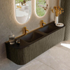 Mondiaz KURVE Ensemble de meuble de salle de bains - 170x46x40cm - 1 tiroir - 2 portes - lavabo solid surface - double - 2 trous de robinet - Shadow SW1414282