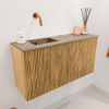 Mondiaz JOYA-DLUX Meuble de toilette 80cm - couleur Oak - Vasque FAYE position Gauche Sans trou de robinet couleur Arena SW1423878