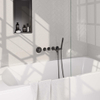 Robinet de baignoire encastré Brauer Gunmetal - ensemble de douche - sortie de 20 cm - avec partie encastrable - 3 boutons avec relief - douchette à main 1 fonction - PVD - gunmetal brossé SW715938