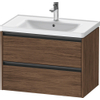 Duravit Ketho.2 Wastafelonderbouwkast - met 2 laden - 78.4x45.5x54.9cm - met grepen antraciet - donker noten mat SW772717