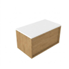 Saniclass Holz Frame Badkamermeubelset - 80x45x42.5cm - Torino solid surface topblad wit - zonder kraangat - 1 lade - mat eiken natural (hout) SW1478697