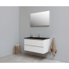 Basic Bella Meuble salle de bains avec lavabo acrylique avec miroir et éclairage Noir 100x55x46cm 1 trou de robinet Blanc brillant SW491824