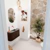 Mondiaz JOYA-DLUX 73.2cm toiletmeubel - ronding links en rechts kleur Walnut - Wastafel FAYE positie Midden Zonder kraangat kleur Sombra. SW1424768