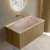MONDIAZ KURVE-DLUX Meuble de salle de bains 90cm couleur Dusk avec 1 tiroir et 0 portes. Lavabo BIG SMALL Central sans trou de robinet Nata. SW1432378
