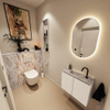 MONDIAZ TURE-DLUX Meuble toilette - 60cm - Talc - EDEN - vasque Glace - position centrale - 1 trou de robinet SW1103087