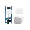 QeramiQ Dely Swirl Compact Toiletset - inbouwreservoir QeramiQ flush - slim zitting - kunststof bedieningsplaat glans wit - ronde knoppen - mat wit SW1590645