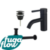 FugaFlow Eccelente Sobrado Kit mitigeur lavabo - robinet bas - bonde clic clac - siphon design bas - Noir mat SW1124192