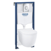 Grohe Solido Start Round ensemble WC à chasse profonde - sans rebord - réservoir encastré Grohe Solido - abattant WC softclose - plaque de commande chrome SW1244473
