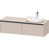 Duravit Ketho.2 Wastafelonderbouwkast - inclusief consoleplaat - met 2 laden - voor waskom rechts - 160x55x45.9cm - met handgrepen antraciet - taupe mat SW772252