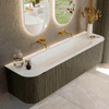 Mondiaz KURVE-DLUX Ensemble de meubles de salle de bains - 170x46x40cm - 1 tiroir - 2 portes - lavabo solid surface - milieu - sans trou de robinet - Shadow SW1414068
