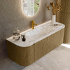 Mondiaz KURVE-DLUX Ensemble de meubles de salle de bains - 130x46x40cm - 1 tiroir - 2 portes - lavabo solid surface - central - 1 trou de robinet - Dusk SW1415470