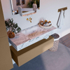 Mondiaz ALAN-DLUX Ensemble de meuble - 110cm - meuble Oro mat - 1 tiroir - Lavabo Cloud Glace suspendu - vasque Centre - 0 trous de robinet SW806297