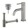 Fortifura Calvi Slim Kit mitigeur lavabo - robinet bas - bonde nonobturable - siphon design - PVD Inox brossé SW911749