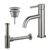 FortiFura Calvi Slim Kit mitigeur lavabo - robinet bas - bonde nonobturable - siphon design - PVD Inox brossé SW911749