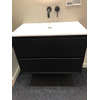 Saniclass New Future Ensemble de meuble salle de bains 80x45x55cm 2 tiroirs avec lavabo en finestone Noir mat SW542082
