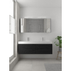 Bruynzeel Bando badmeubelset 150x45cm 2 kraangaten 2 wasbakken 4 lades met spiegelkast met softclose Composiet zwart eiken SW383548 Bruynzeel Bando badmeubelset 150x45cm 2 kraangaten 2 wasbakken 4 lades met spiegelkast met softclose Composiet zwart eiken SW383548