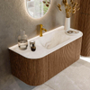 MONDIAZ KURVE-DLUX 110cm Meuble salle de bain avec module 25 G et D - couleur Walnut - 1 tiroir - 2 portes - vasque CLOUD centre - 1 trou de robinet - couleur Frappe SW1137414