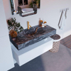 Mondiaz ALAN-DLUX Ensemble de meuble - 100cm - meuble Talc mat - 1 tiroir - Lavabo Cloud Lava suspendu - vasque Centre - 1 trou de robinet SW808094