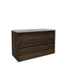 Saniclass Holz Pure Meuble de salle de bain - 100x45x60cm - lavabo en céramique blanc - 1 vasque - sans trous de robinet - 2 tiroirs - Charcoal SW1437766