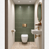 Adema Salina 2.0 Ensemble WC - 48.5x36x32cm - cuvette profonde - sans rebord de rinçage - réservoir encastré QeramiQ - softclose - quickrelease - abattant de WC - plaque de commande métallique cuivrée - boutons rectangulaires - blanc SW1474588