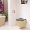 Mondiaz LAVIE WC suspendu – sans bride – 36 x 53 cm – avec abattant softclose – Sand (beige), abattant Dark grey (gris) SW1208612