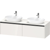 Duravit Ketho.2 Wastafelonderbouwkast - inclusief consoleplaat - met 2 laden - voor dubbele waskommen - 160x55x45.9cm - met handgrepen antraciet - hoogglans wit SW772907